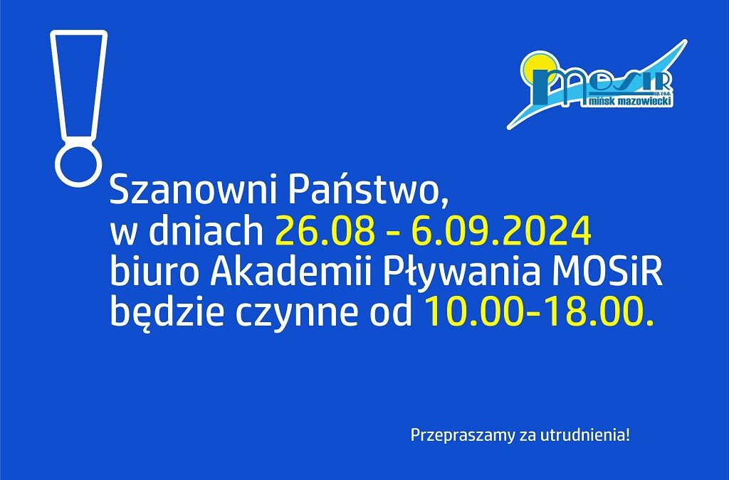 Praca biura Akademii Pływania MOSiR