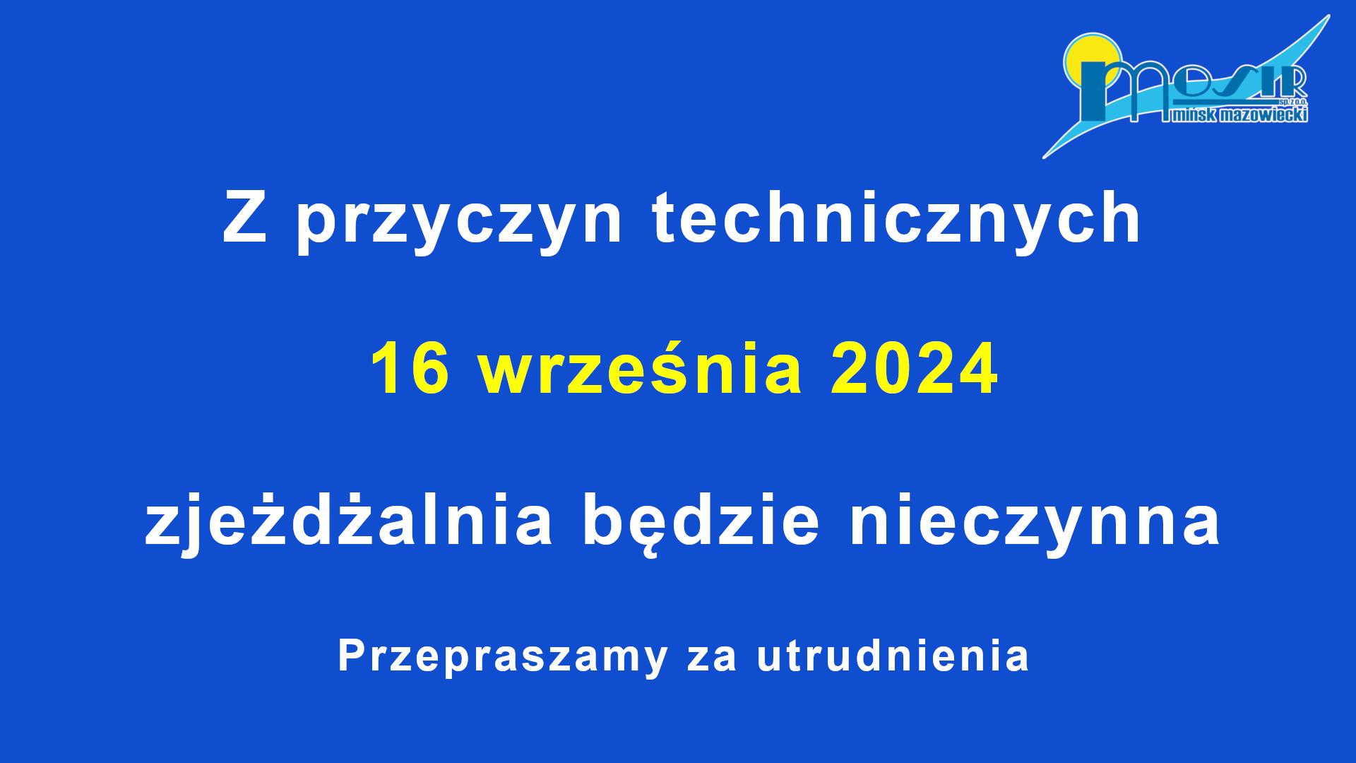 Mityngu Pływackiego 18 lutego (niedziela) Aquapark Miejski będzie nieczynny w godz. 8:00-14:00 ostatnie wejście Klienta godz. 7:00