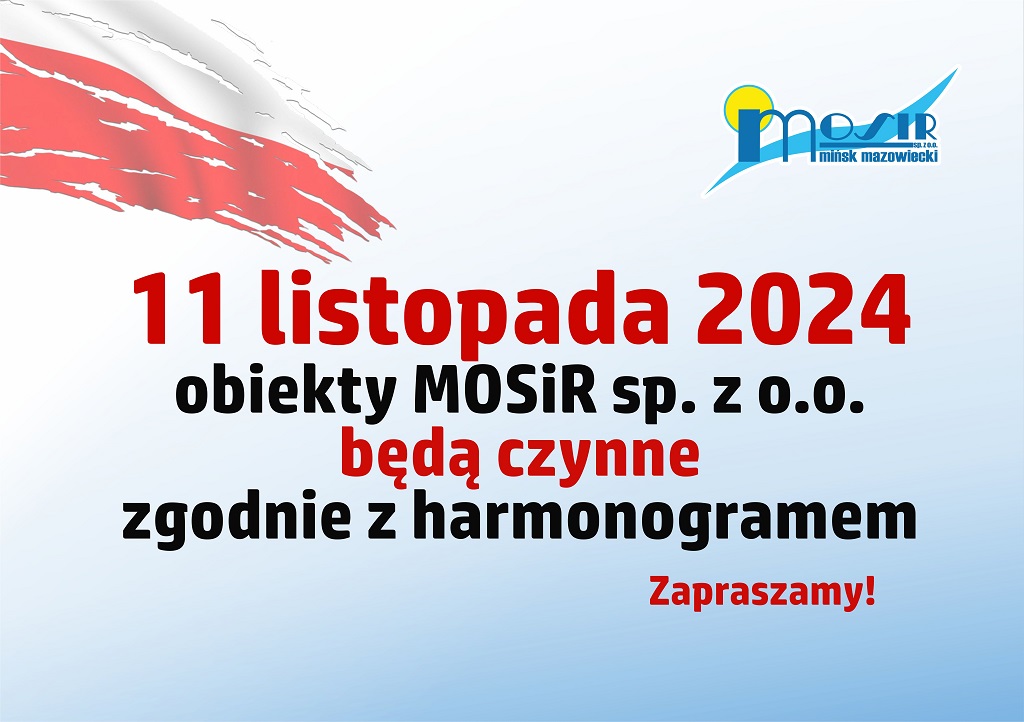 1 Listopada 2024 Obiekty Spółki będą nieczynne