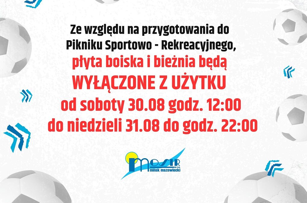 Stadion przy ul. Budowlanej 2a informacja o wyłączeniu z użytku