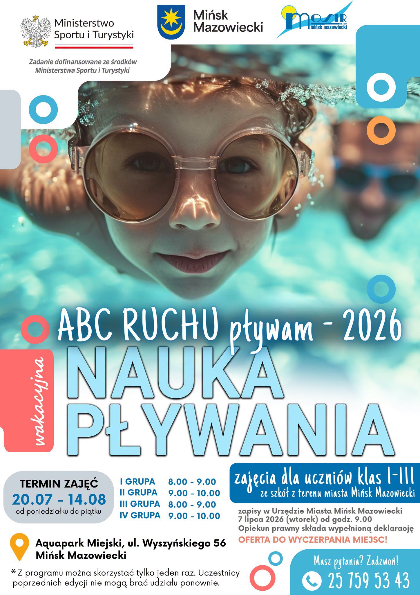 733630295_1004147835713270_4575318601908719876_n Ważna informacja dla Klientów Aquaparku Miejskiego ul. Wyszyńskiego 56. W związku z planowanymi zawodami szkół podstawowych w pływaniu indywidualnym i sztafetowym 9 i 11 marca 2026 w godz. 8.30-13.00 część sportowa Aquaparku Miejskiego będzie niedostępna dla Klientów indywidualnych. Strefa rekreacyjna oraz Saunarium funkcjonuje bez zmian. klienci indywidualni korzystają z szatni rodzinnej i strefy Saunarium. Za utrudnienia przepraszamy i zapraszamy do kibicowania!